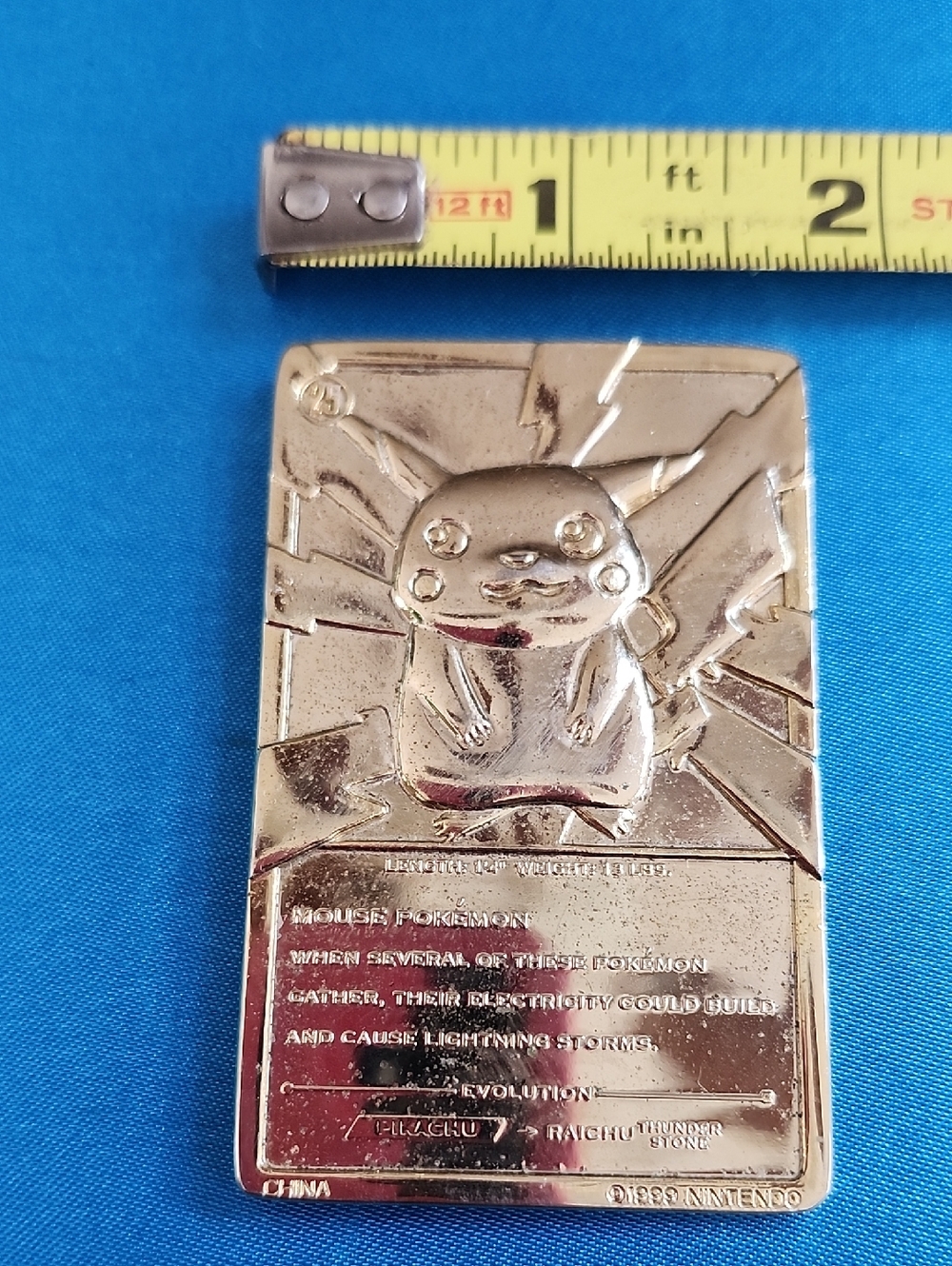 1999 Pokemon Pikachu Gold Plated Card By Nintendo - Picture 4 of 9